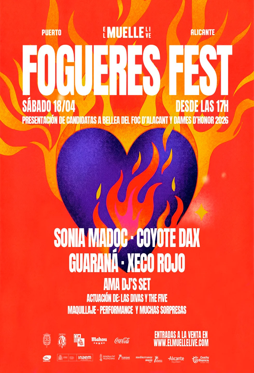 Cartel del Fogueres Fest en Alicante con artistas y fecha