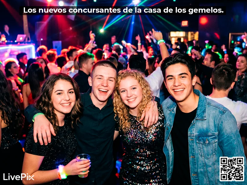 Grupo de jóvenes disfrutando en una fiesta con luces de discoteca